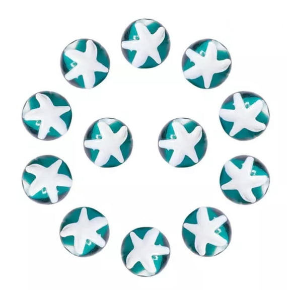 U8MO 12pcs Ocean Theme Handmade Lampwork Glass Beads DIY Summer Beach Craft 23 Style-Round C