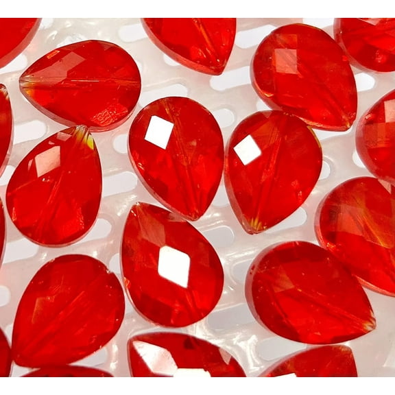 U8MO 12x16mm Faceted Red Crystal Quartz Drop type Beads 12pcs