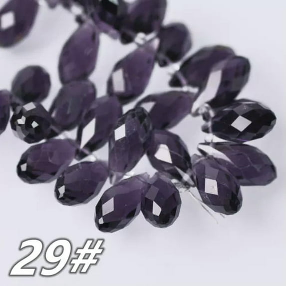 U8MO 12x6mm 16x8mm 20x10mm 25x12mm Teardrop Faceted Crystal Glass Loose Pendant Beads-29# Bluish Purple-12x6mm (30pcs)