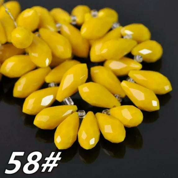 U8MO 12x6mm 16x8mm 20x10mm 25x12mm Teardrop Faceted Crystal Glass Loose Pendant Beads-58# Opaque Yellow-20x10mm (10pcs)