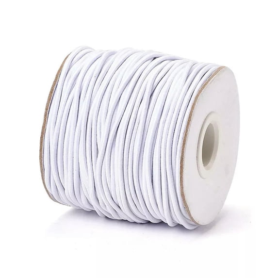 U8MO 131ft/Roll Round Elastic Nylon Cords White Stretch Threads Rubber Inside 2mm DIA