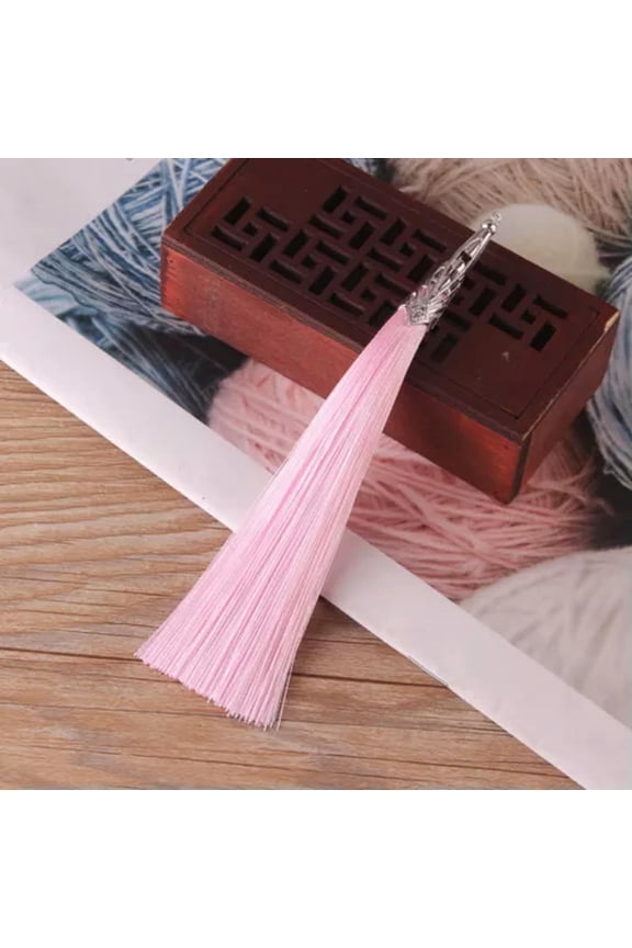 13cm Hi-Q Tassel Trim Pendant Jewelry DIY Earring Alloy Hollow Flower Hat tassel-14# Light pink