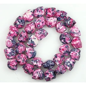 U8MO 13mm Pink Rain Stone Skull Loose Beads 16"