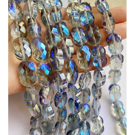 U8MO 13x18mm Faceted AB Blue Crystal Quartz Peanut shape Beads 10pcs