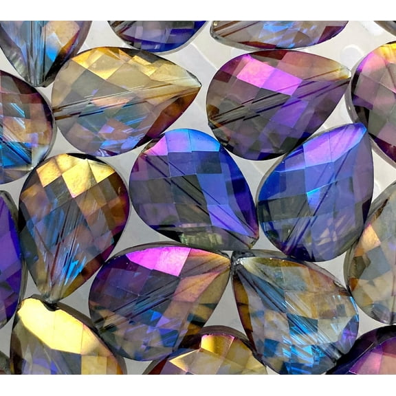 U8MO 13x18mm Shiny Faceted Purple Crystal Quartz Drop type Beads 10PCS