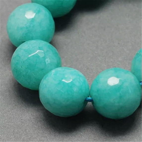 U8MO 14.9" Strd Natural Jade Beads Faceted Gemstone Beads Round 8mm Craft Pick Color-Turquoise