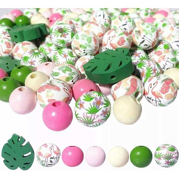 U8MO 144 Tropical Wood Beads Large Lot Flamingo Pink Assorted Mix Bulk 16mm 25mm