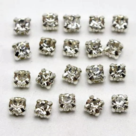 U8MO 1440 Crystal Glass Rose Montees Rhinestone Gems 4mm SS16 Sew on Beads Wholesales-Silver + Clear Crystal