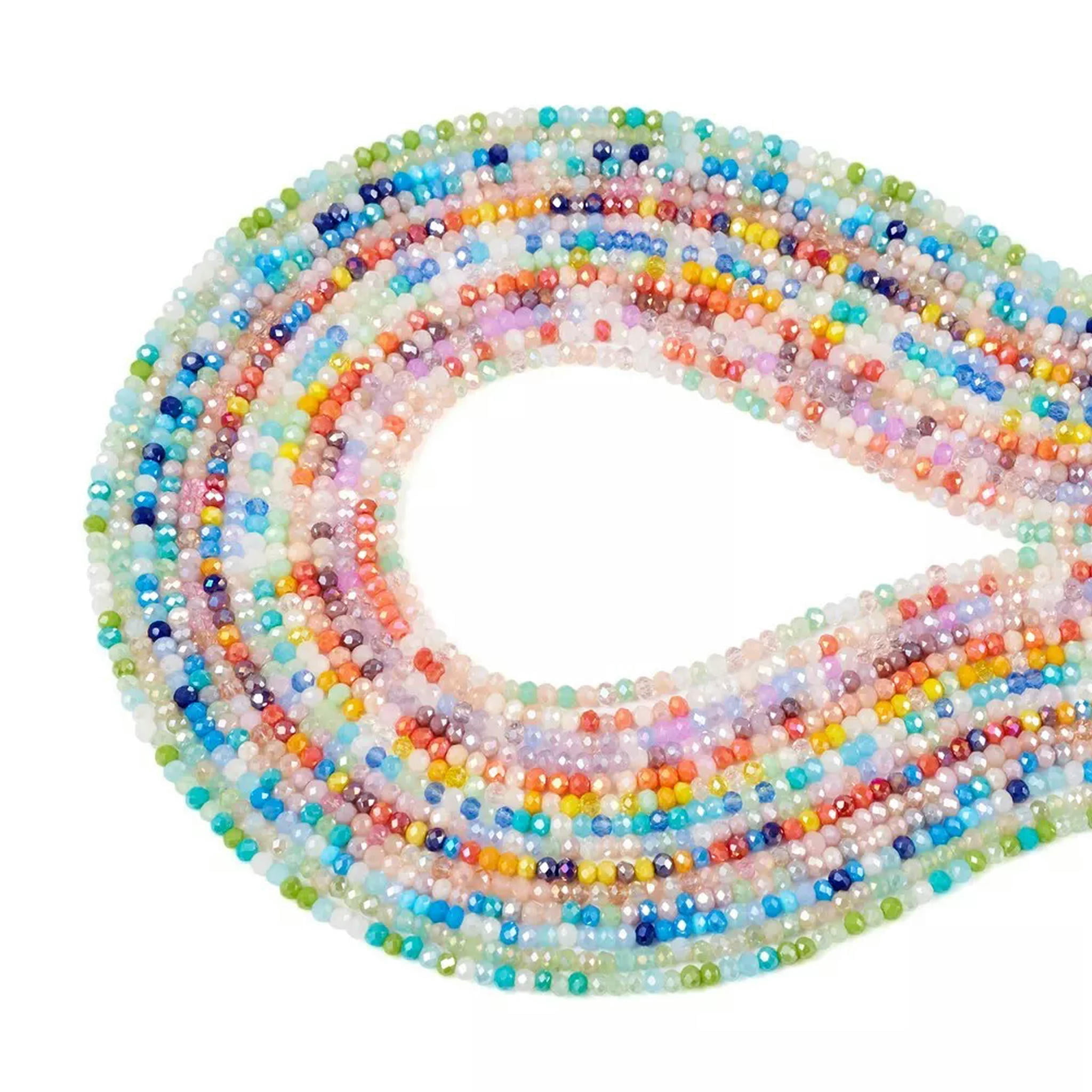 U8MO 14Strands/Box AB Color Plated Faceted Rondelle Electroplate Glass Beads 3x2.5mm
