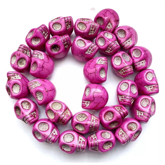 U8MO 14x16mm Pink Turquoise Skull Loose Beads 14pcs