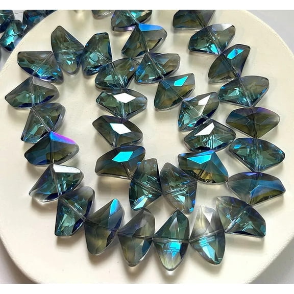 U8MO 14x24mm Faceted Shiny AB Blue Crystal Quartz Axe Beads 10pcs
