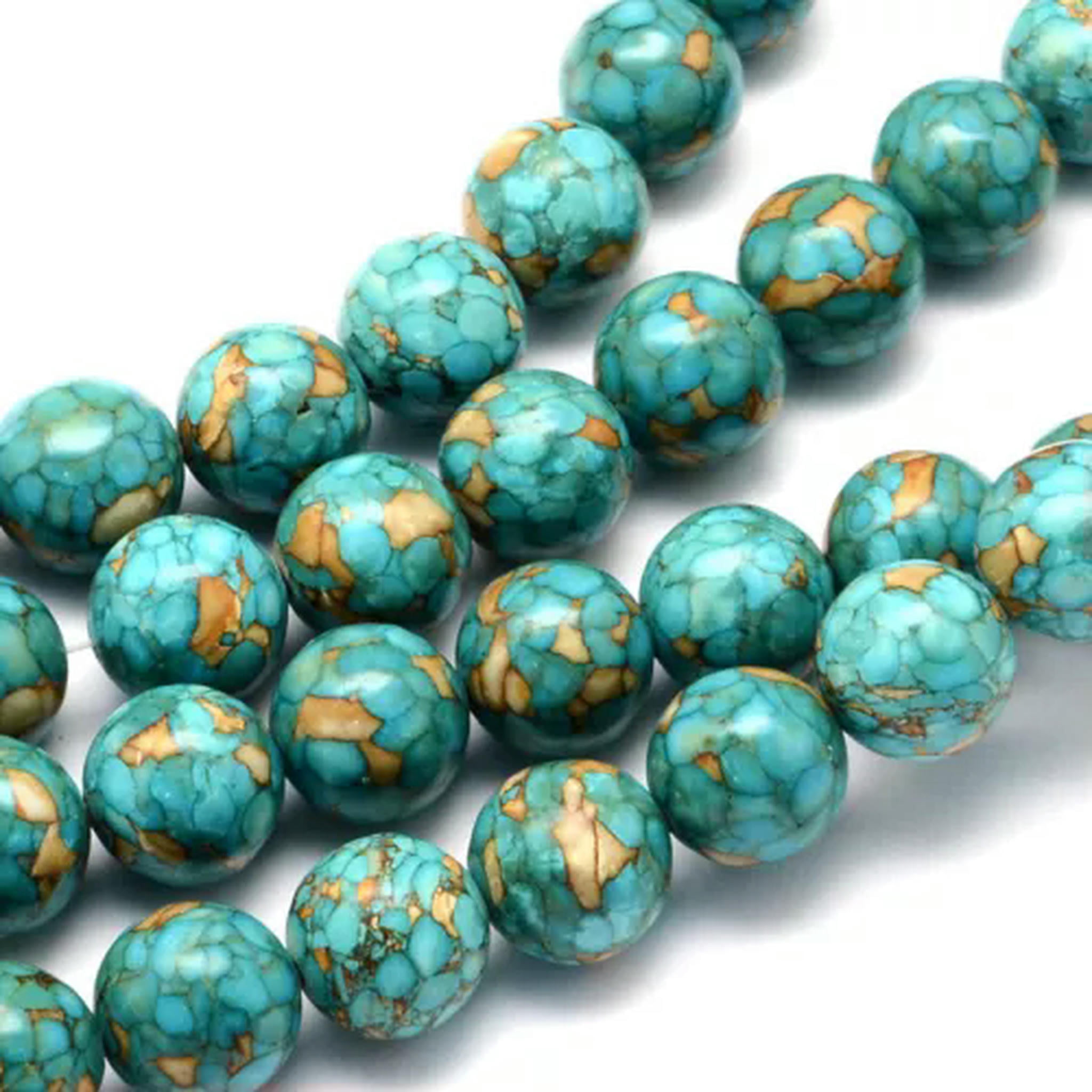 U8MO 15.4" Strd Turquoise Stone Beads Smooth Round Loose Beads Gemstone Craft 6~20mm-20~21mm