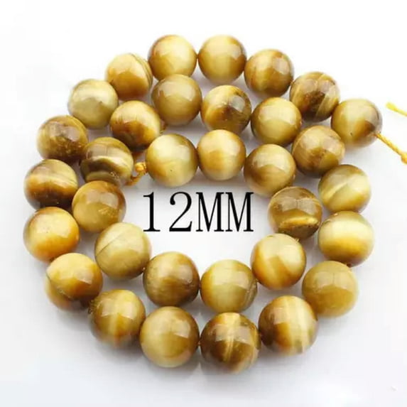 U8MO 15" Strand Natural Golden Tiger's Eye Stone Gemstone Beads 4mm 6mm 8mm 10mm 12mm-12mm