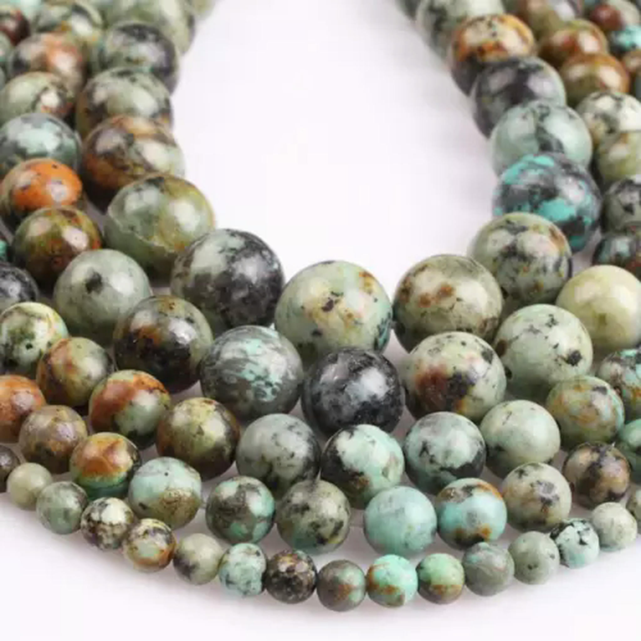 U8MO 15" Strand Natural Stone Rock Gemstone Round Beads 4mm 6mm 8mm 10mm 12mm-African Turquoise-6mm