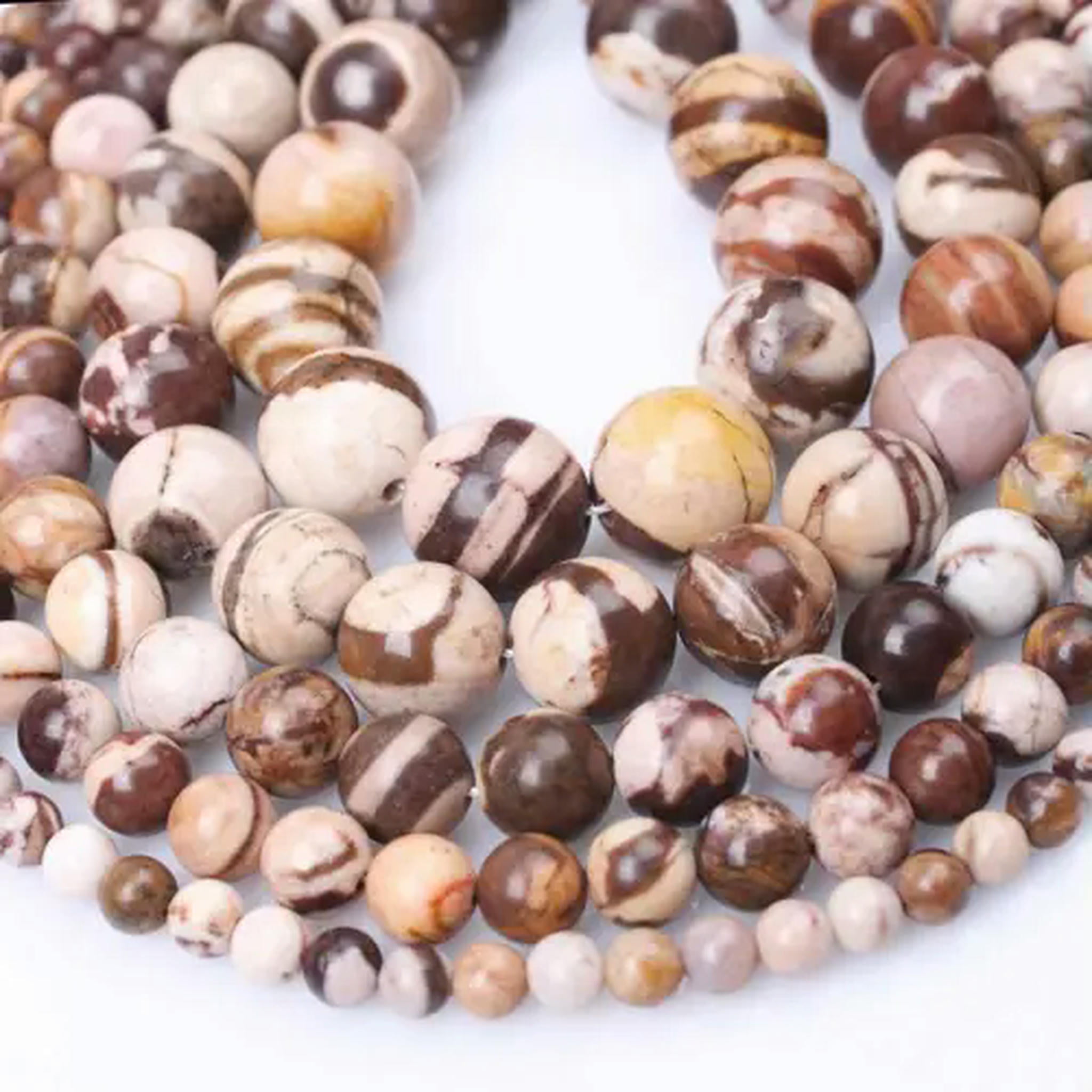 U8MO 15" Strand Natural Stone Rock Gemstone Round Beads 4mm 6mm 8mm 10mm 12mm-Australian Zebra Stone-6mm