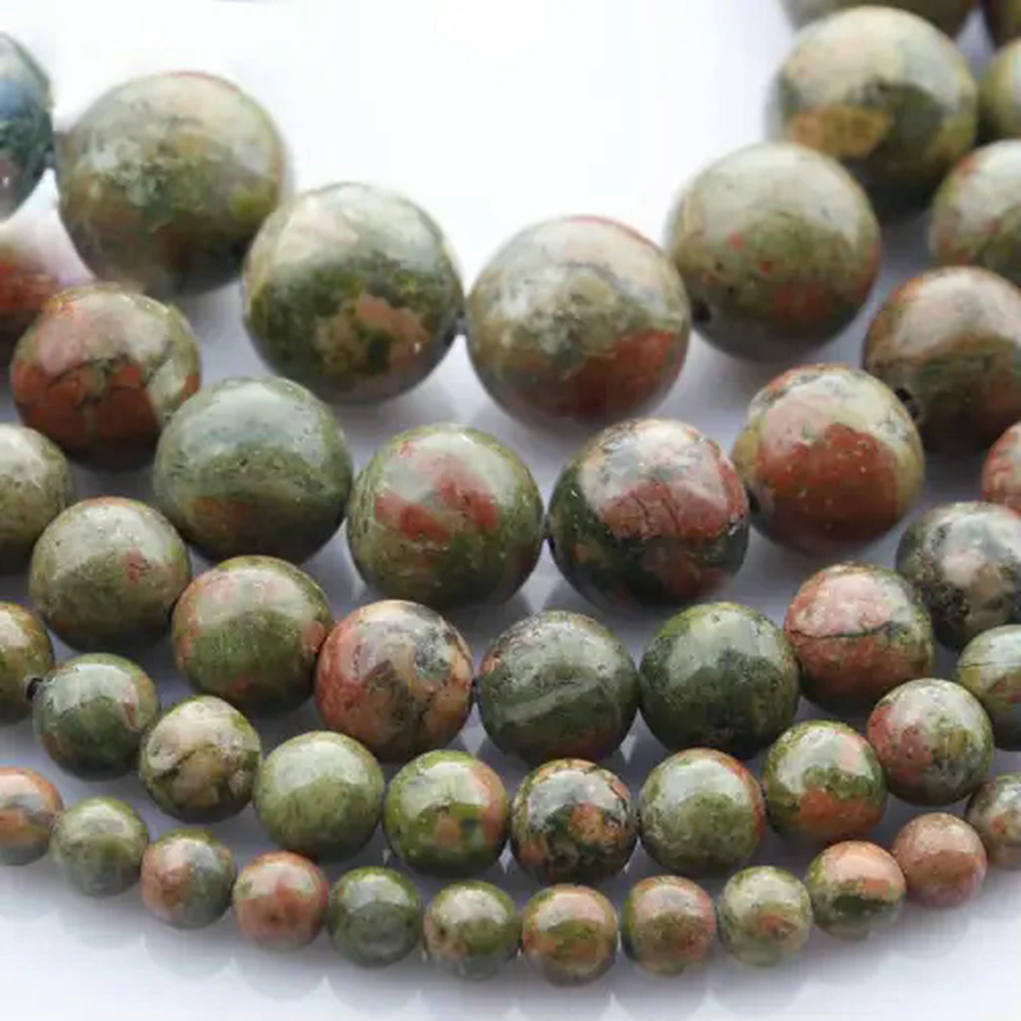 BEADIA 8mm Faceted Natural Unakite Round Beads - 36cm/14" Strand For Jewelry Making (About 45 Beads)