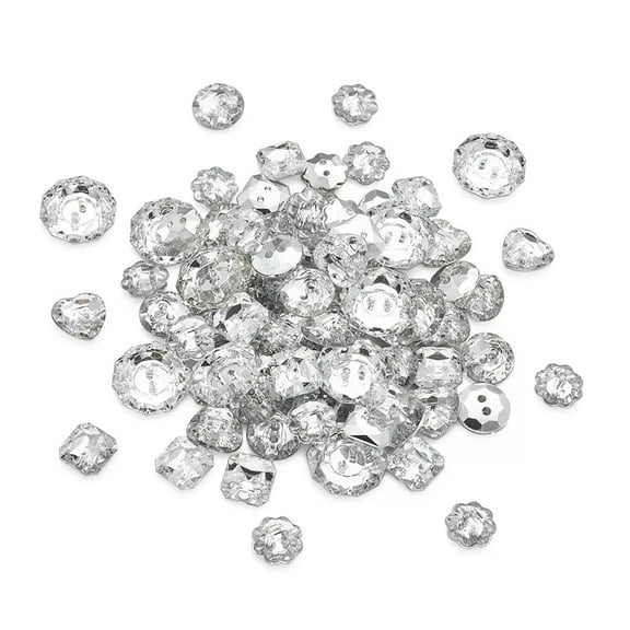 U8MO 150pcs Clear Acrylic Rhinestone 2-Hole Sewing Fastening Buttons Faceted 11~18mm