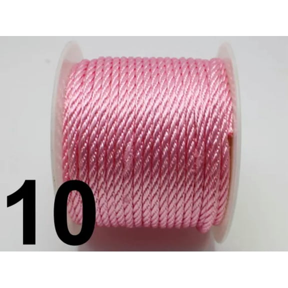 U8MO 16.4 Feets 3mm Nylon String Chinese Satin Silk Braided Cord Love Binding Rope-10# Pink