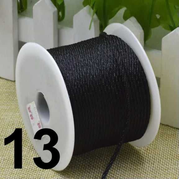 U8MO 16.4 Feets 3mm Nylon String Chinese Satin Silk Braided Cord Love Binding Rope-13# Black