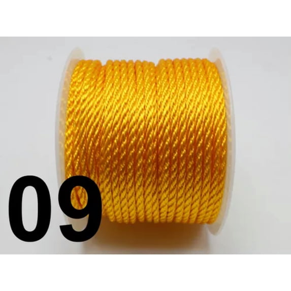 U8MO 16.4 Feets 3mm Nylon String Chinese Satin Silk Braided Cord Love Binding Rope-9# Golden
