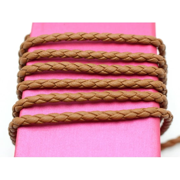 U8MO 16.4 Feets Coffee Braided Bolo Synthetic Leather Jewelry Cord 3mm horsehair