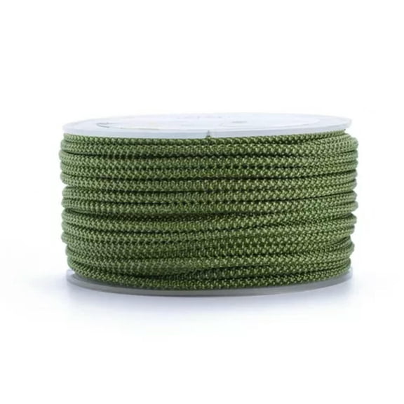 U8MO 16.4 yards/Roll 2mm Polyester Braided Cord Jewelry Beading Threads Twist String-Olive