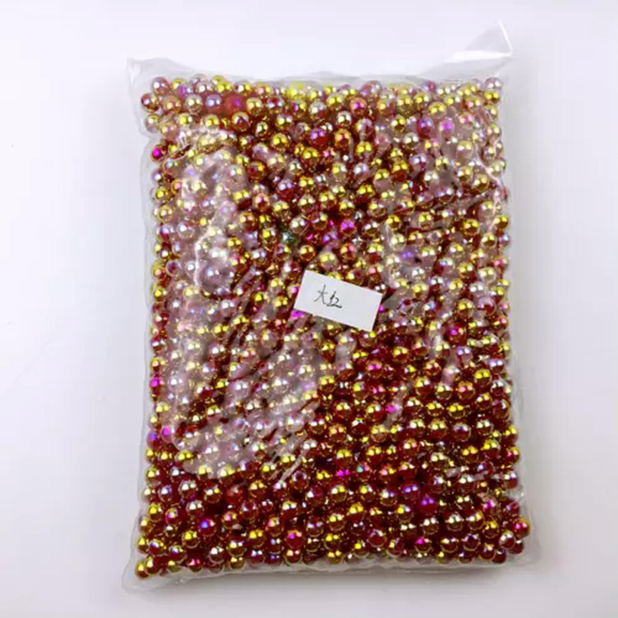 U8MO 1600pcs DIY AB Color Imitation Pearl Spacer Beads Craft ABS Plastic Loose Beads-Red-1600pcs / bag