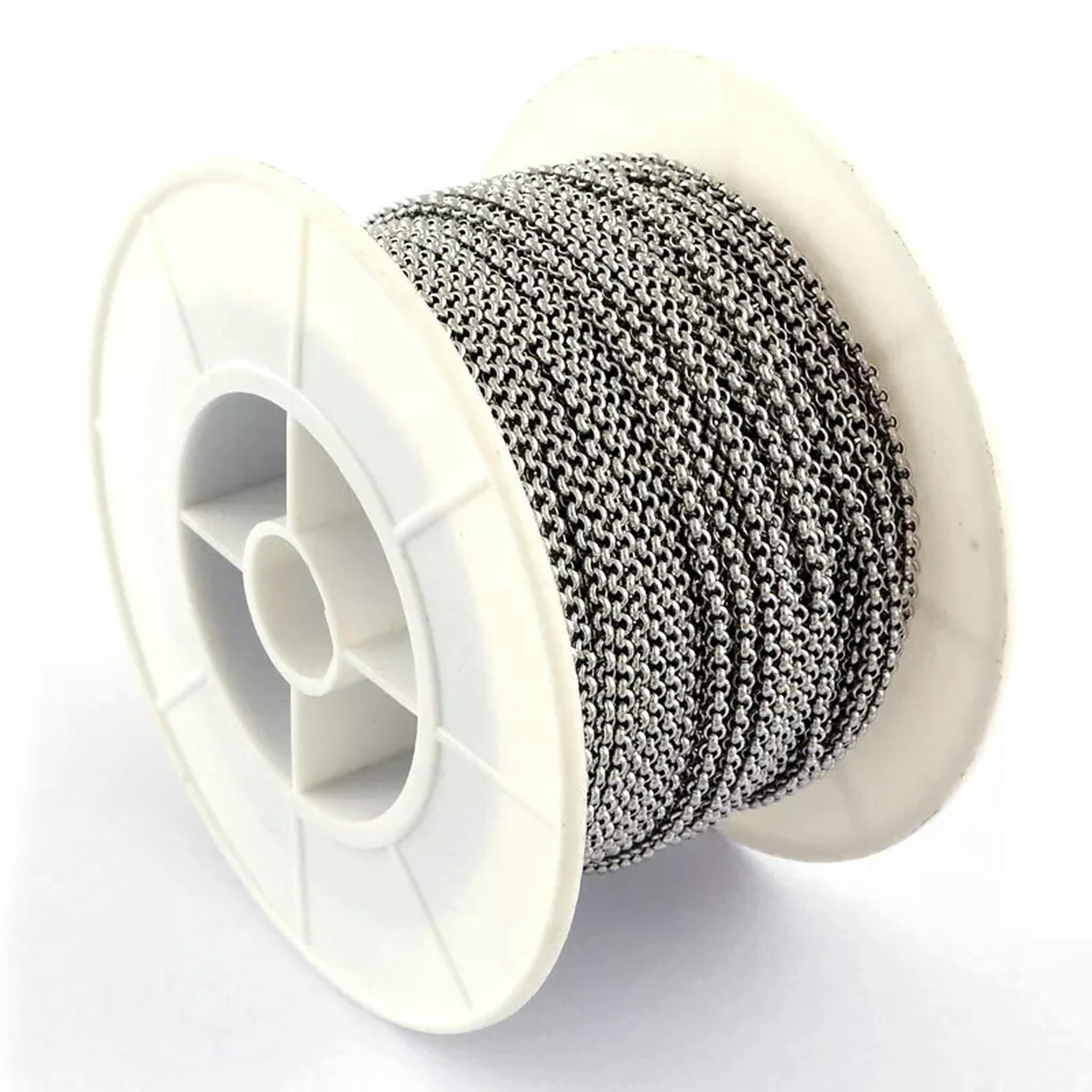 Chain Rol U8MO 16ft/Roll Unsoldered 304 Stainless Steel Cross Rolo Chains 18 ...