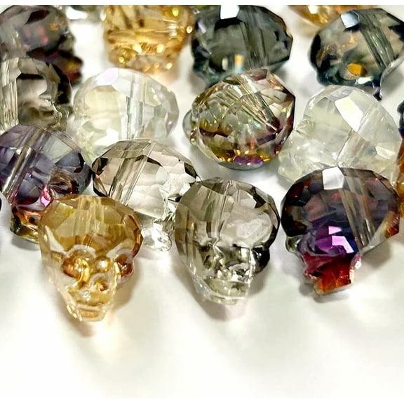 U8MO 16mm Pretty Faceted Color Crystal Quartz Skull Loose Beads 8pcs