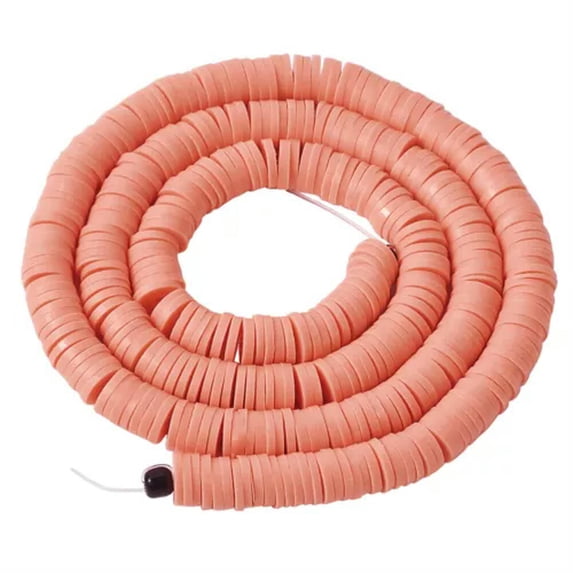U8MO 17.7" Handmade Polymer Clay Beads Disc Heishi Beads Loose Spacer Crafting 6x1mm-Tomato
