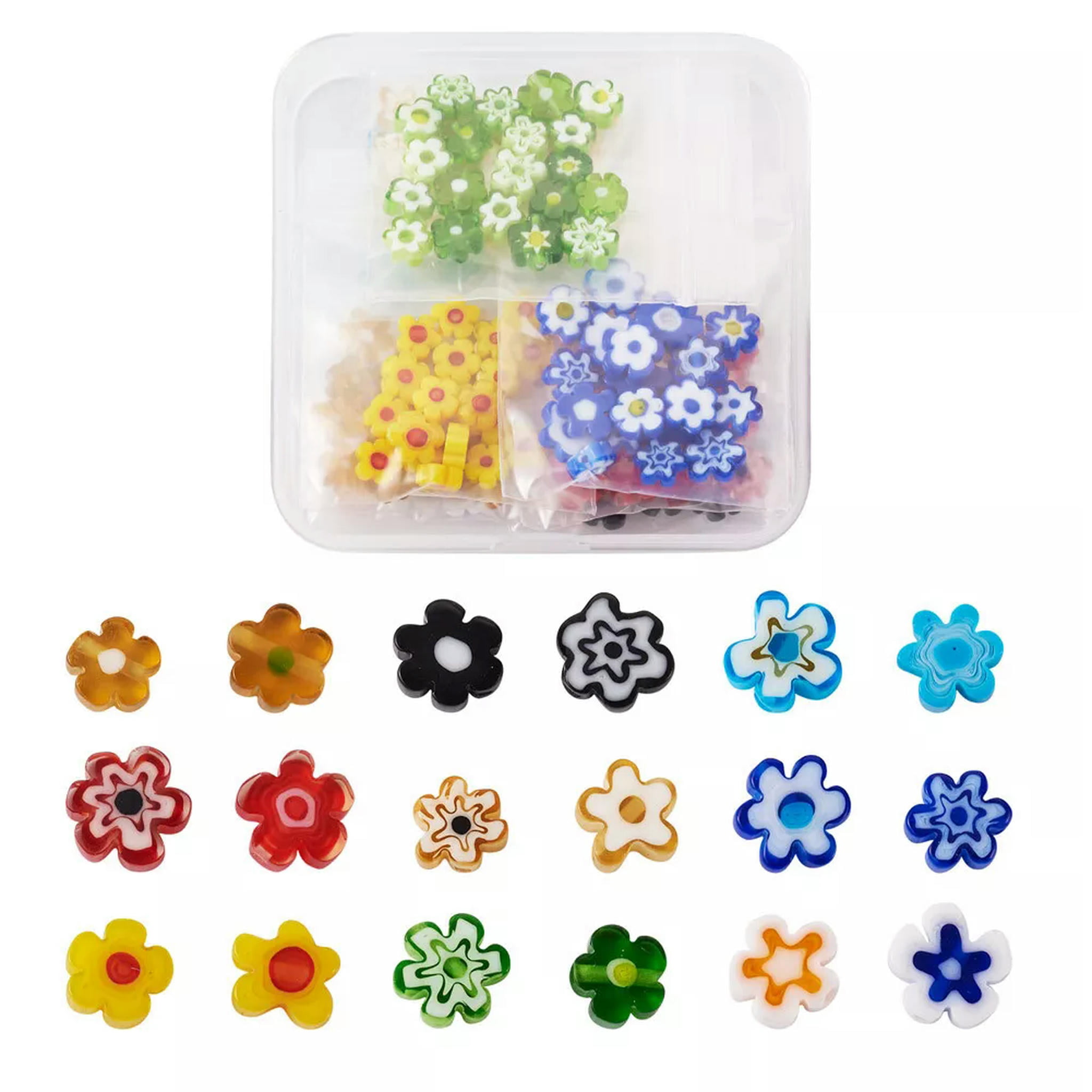 U8MO 180pcs Colorful Flower Handmade Millefiori Glass Beads Pony Loose Spacer 6.4~9mm