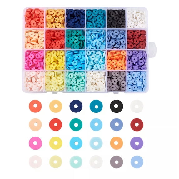 U8MO 1824~1920pc/box 24 Colors 8mm Handmade Polymer Clay Flat Round Disc Heishi Beads