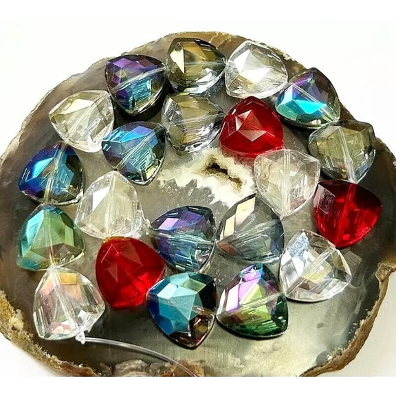 U8MO 18mm Shiny Faceted Color Crystal Quartz triangle Beads 10PCS