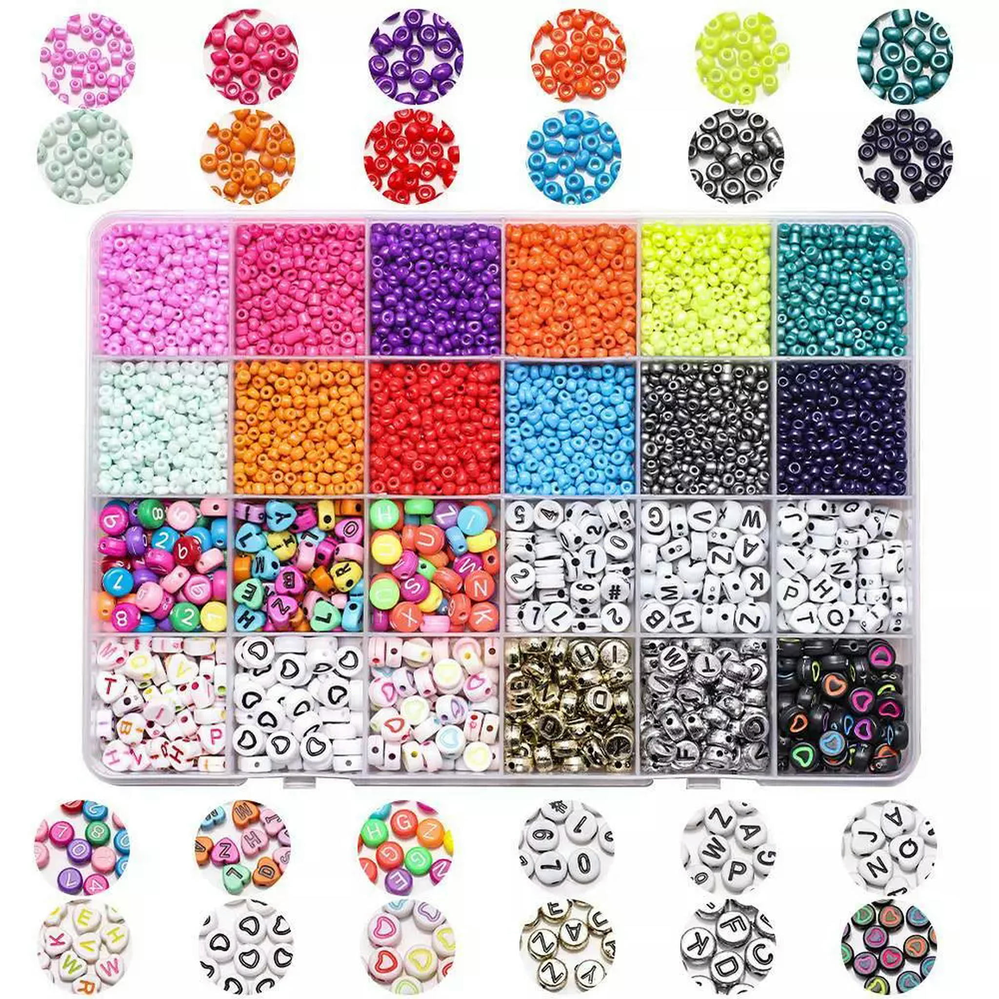U8MO 1Box 4mm Glass Spacer Beads lot 6mm Plastic Letter Beads Kit for Jewelry Making