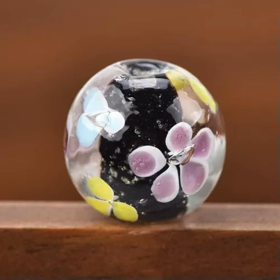 U8MO 1PCS Round 20mm Big Handmade Flower Pattern Lampwork Glass Loose Beads-3#