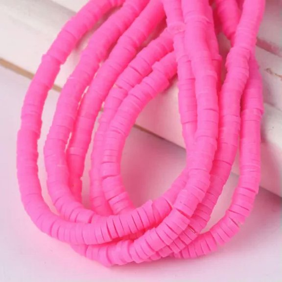 U8MO 1Strand 15" 3/4/5/6/8mm Handmade Flat Disc Polymer Clay Beads Wholesale lot-Rose-3mm
