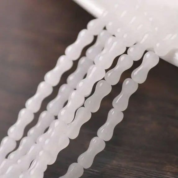 U8MO 1Strand 22inch Bone Shape Crystal Glass Loose Spacer Beads DIY Jewelry Making-#36 Jade White