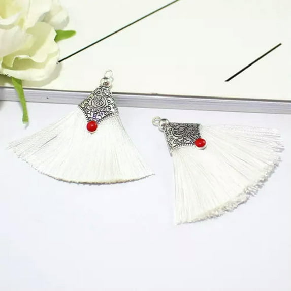 U8MO 1X Boho tassels for jewelry making DIY Earrings Tassel Pendants 4.5cm 23 colors-White