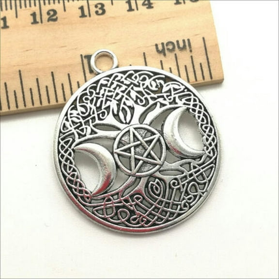 U8MO 2/10/20 Moon Pentacle Antique Silver Charms Pendants for Jewelry Making 39*34mm-2pcs