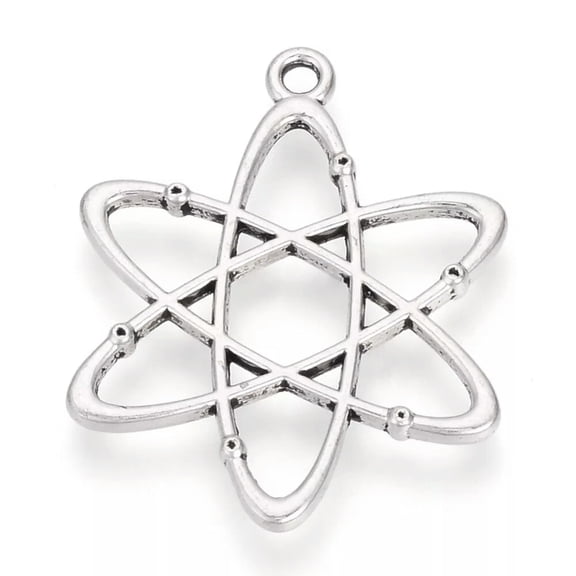 U8MO 2 Atom Charms Science Pendants Antiqued Silver Molecule Jewelry Supplies Set
