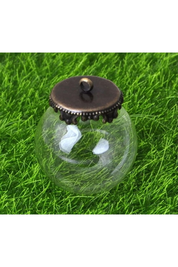 2 DIY Glass Bottle Pendant 25mm with Bronze Top Memory Locket Wide Mouth