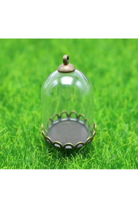 2 DIY Glass Cylinder Bottle Pendant 18X25mm with Bronze Base Memory Locket Wide