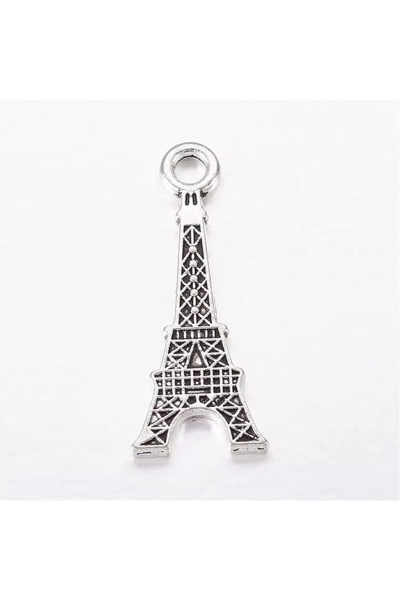 2 Eiffel Tower Charms Antique Silver Tone Paris Pendants Europe Findings 32mm