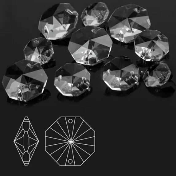 U8MO 2 Hole Octagon Prism Faceted Crystal Glass Loose Beads For DIY Curtain-8mm(50pcs)