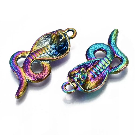 U8MO 2 Large Cobra Pendants Rainbow Snake Charms King Cobra Jewelry 42mm
