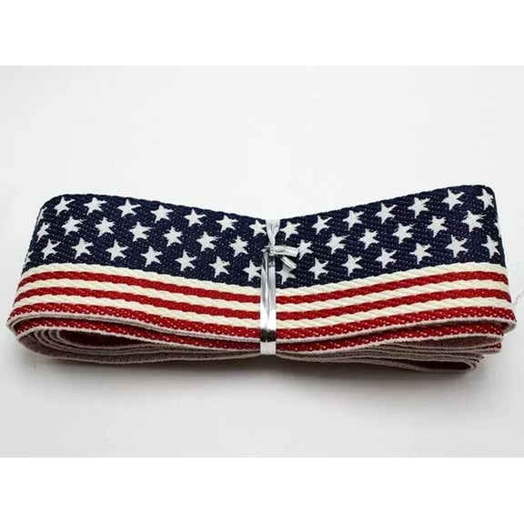 U8MO 2 Meters 38mm(1-1/2") Stars & Stripes Patriotic Flag Grosgrain Ribbon Trim Craft