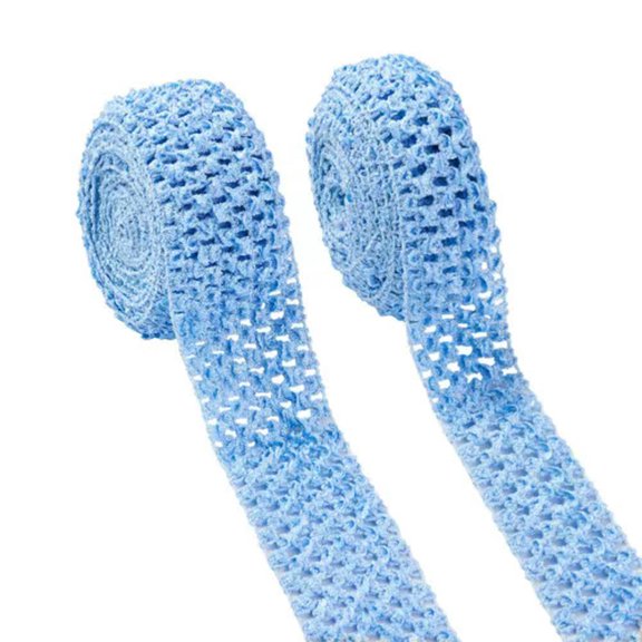 U8MO 2 Rolls 5m/roll Flat Polyester Elastic Ribbon Hair Ties Fibre Ribbon 40mm 55mm-Cornflower Blue