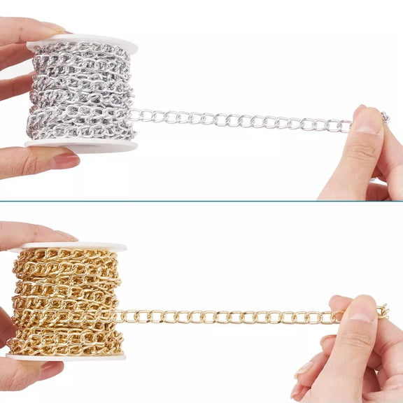 U8MO 2 roll Aluminium Twisted Curb Cross Chains Unwelded Link Chain Crafting 10x6.5mm