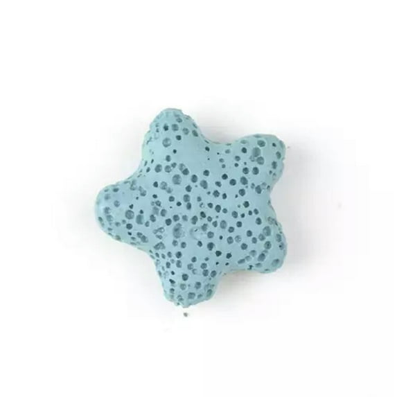 U8MO 20/23/40mm Starfish Natural Volcano Lava Stone Loose Beads DIY Earring Findings-Light Blue-23X23X8mm
