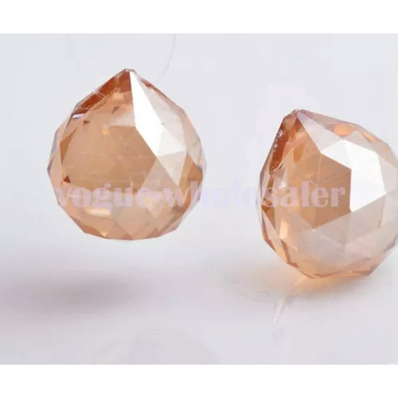 U8MO 20/30/40mm Crystal Glass Ball Prism Chandelier Wedding Decor Teardrop Pendant-Amber Gold/20mm